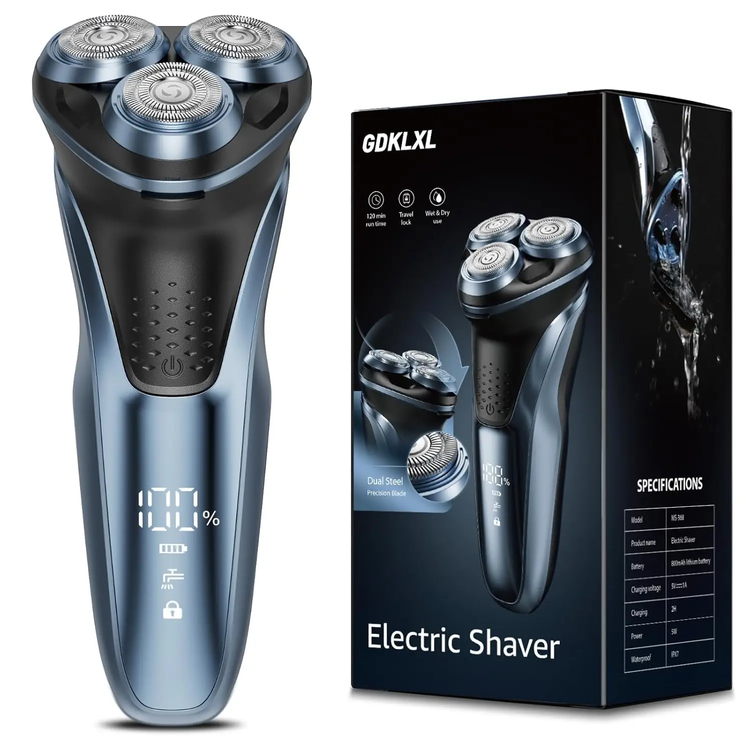 

Rechargeable Electric Razor for Men: IPX7 Waterproof Shaver - 1.5H Fast Charge, 4D Flex Precision Blades with Pop-Up Trimmer