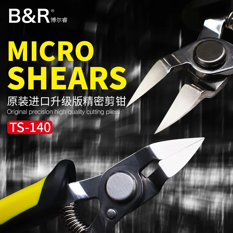 B&R TS-140 5 inch Electrical Pliers Precision Diagonal Cutting Pliers for Wire Cable Cutter High Hardness Nipper Hand Repair