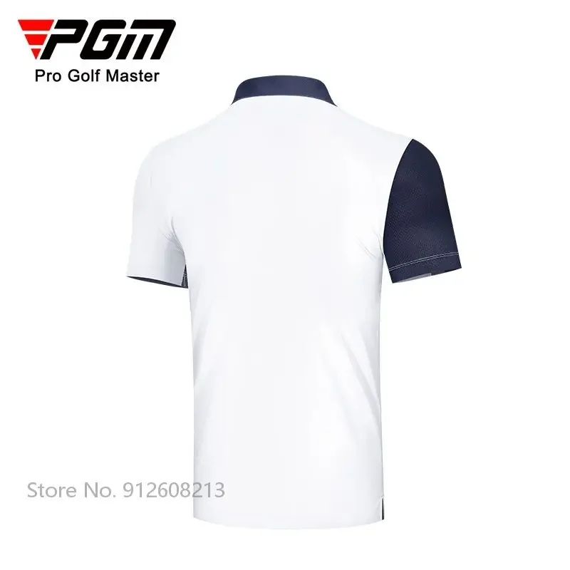 PGM Summer Men Patchwork Sportswear Male Anti-sweat Golf T-shirts Short-sleeved Shirt Golf Clothes Elastic Breathable Polo Tops