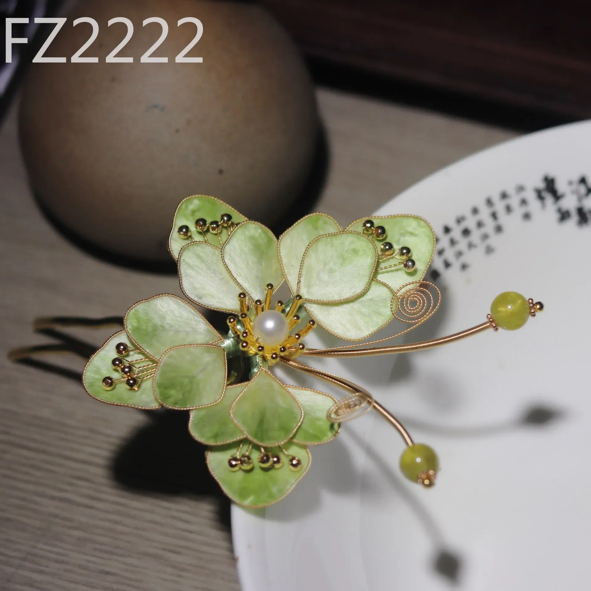 Intangible cultural heritage filigree edelweiss silk butterfly hairpin antique Hanfu hair accessories headgear