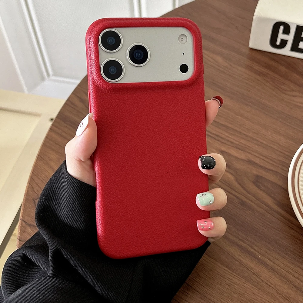 Luxury Business Leather Texture Phone Case For iPhone 17 Pro Max 17 Air 16 Plus 15 14 13 12 11 Pro Max Shockproof Cover Shell - náhled 3