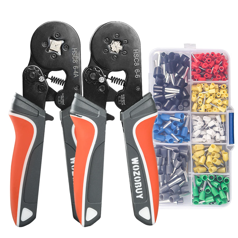 Ferrule Sleeves Terminal Crimping Tools Mini Electrical Pliers HSC8 6-4/6-6(0.25-10mm²/0.25-6mm²) Wire Connection Repair Clamp