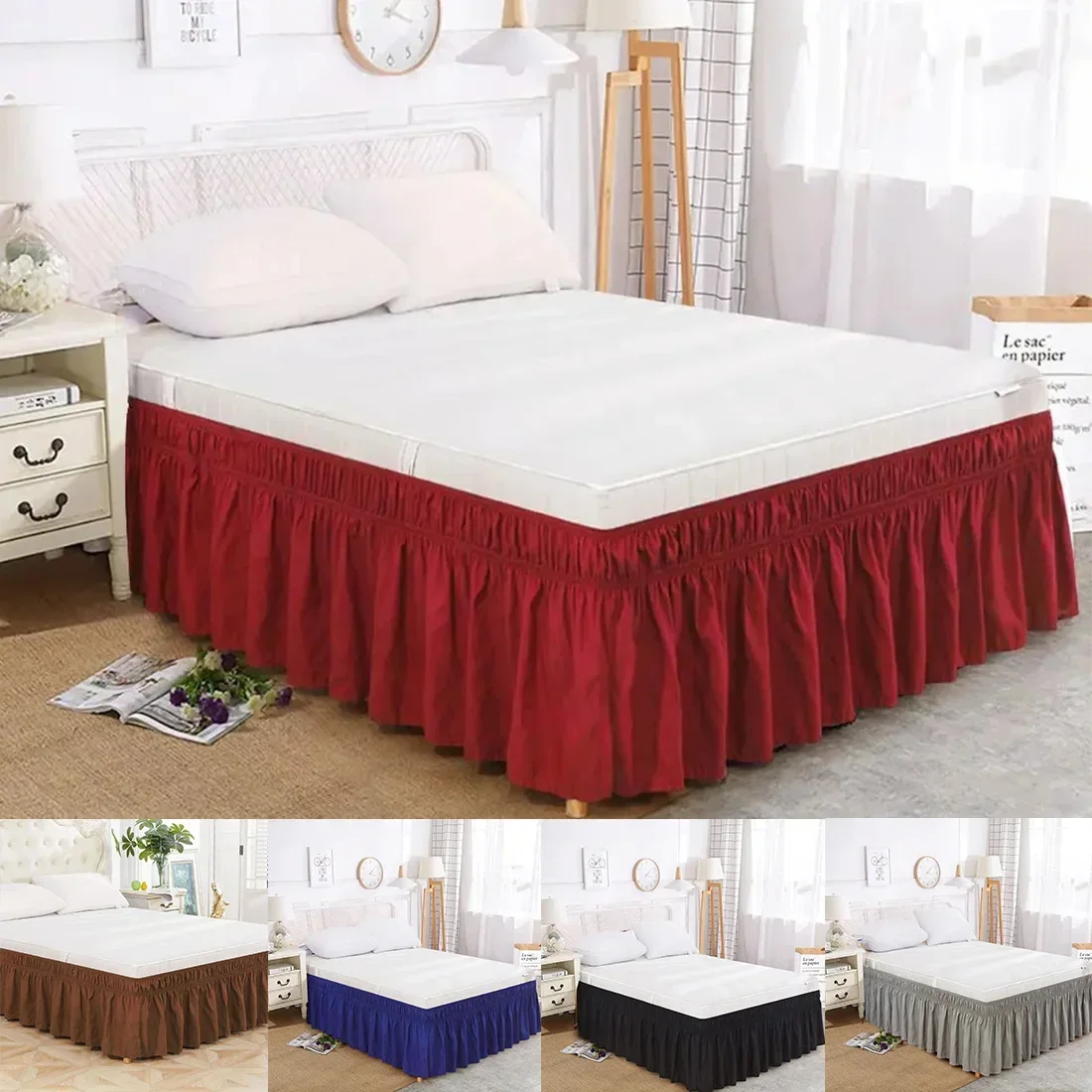 

1PC Elastic Bed Ruffles Bed Skirt Soft Comfortable Wrap Around Fade Resistant Bed Cover/Bed Protector Colchas Para Cama King