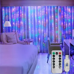 USB LED Fairy String Light, Curtain Lights, Festa, Feriado, Quarto, Casamento, Decoração de Natal, Ao ar livre, 8 Modos, 3m, 4m, 6m