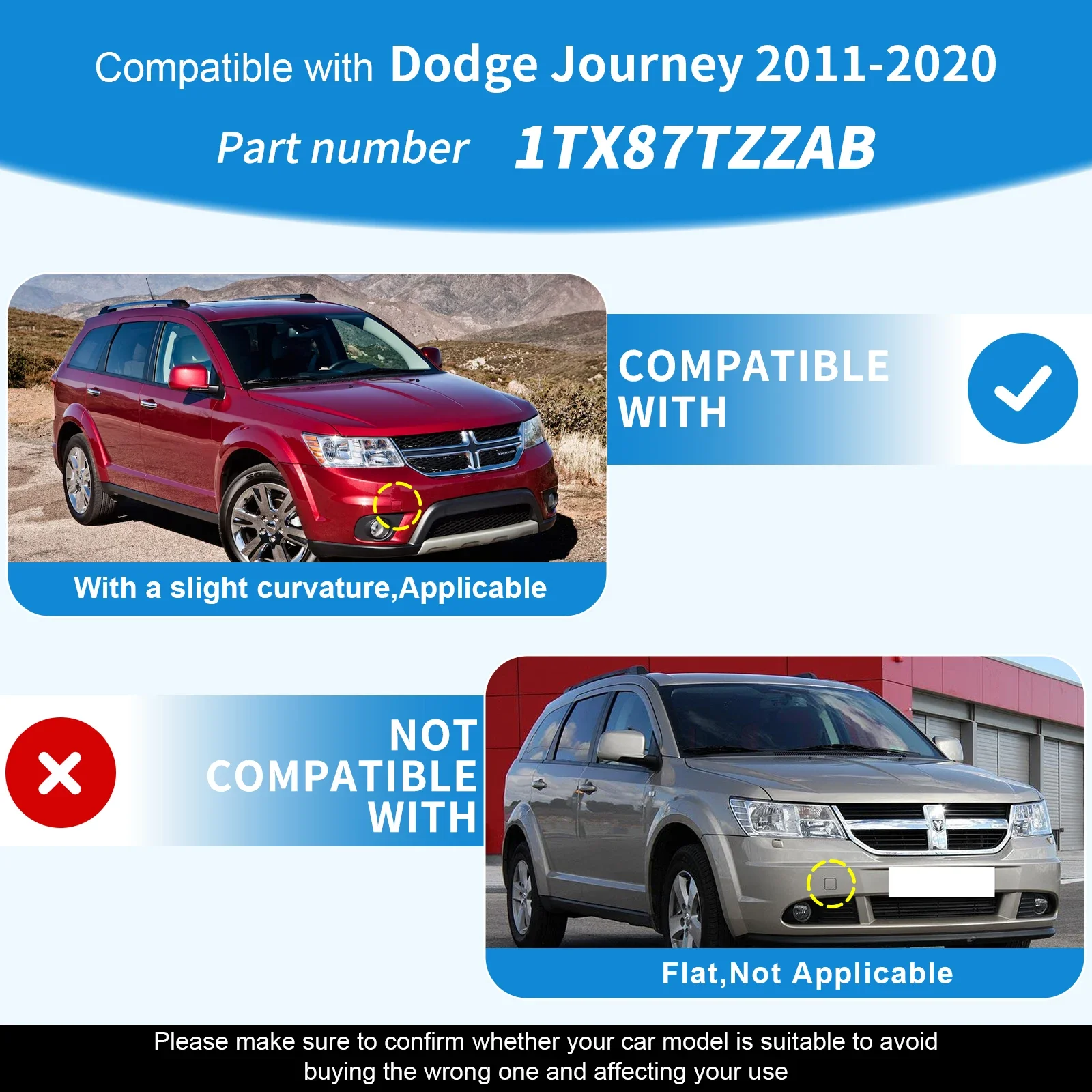 For Dodge Journey 2011 - 2020 Front Bumper Tow Hook Towing Eye Cover Replacement OEM Part 1TX87TZZAB
