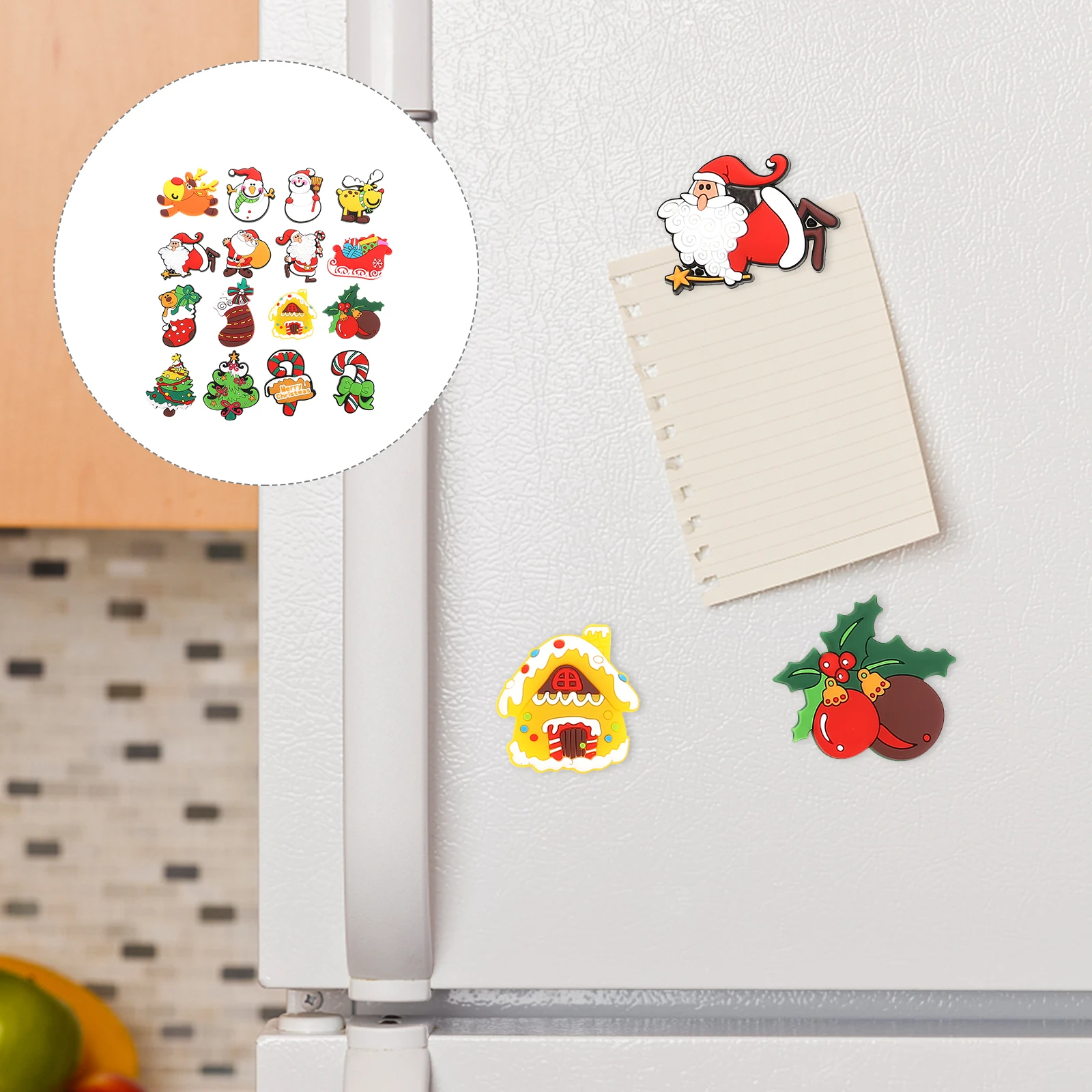

16 Pcs Christmas Fridge Magnets Kitchen Accessories Gifts Refrigerator Cartoon