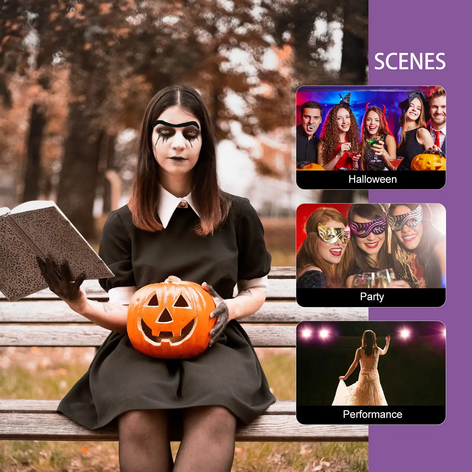 

6Pairs Simulation Eyebrows for Halloween Party Cosplay Costume Self-Adhesive Skin-Friendly Easy-Use Funny Eyebrow Props
