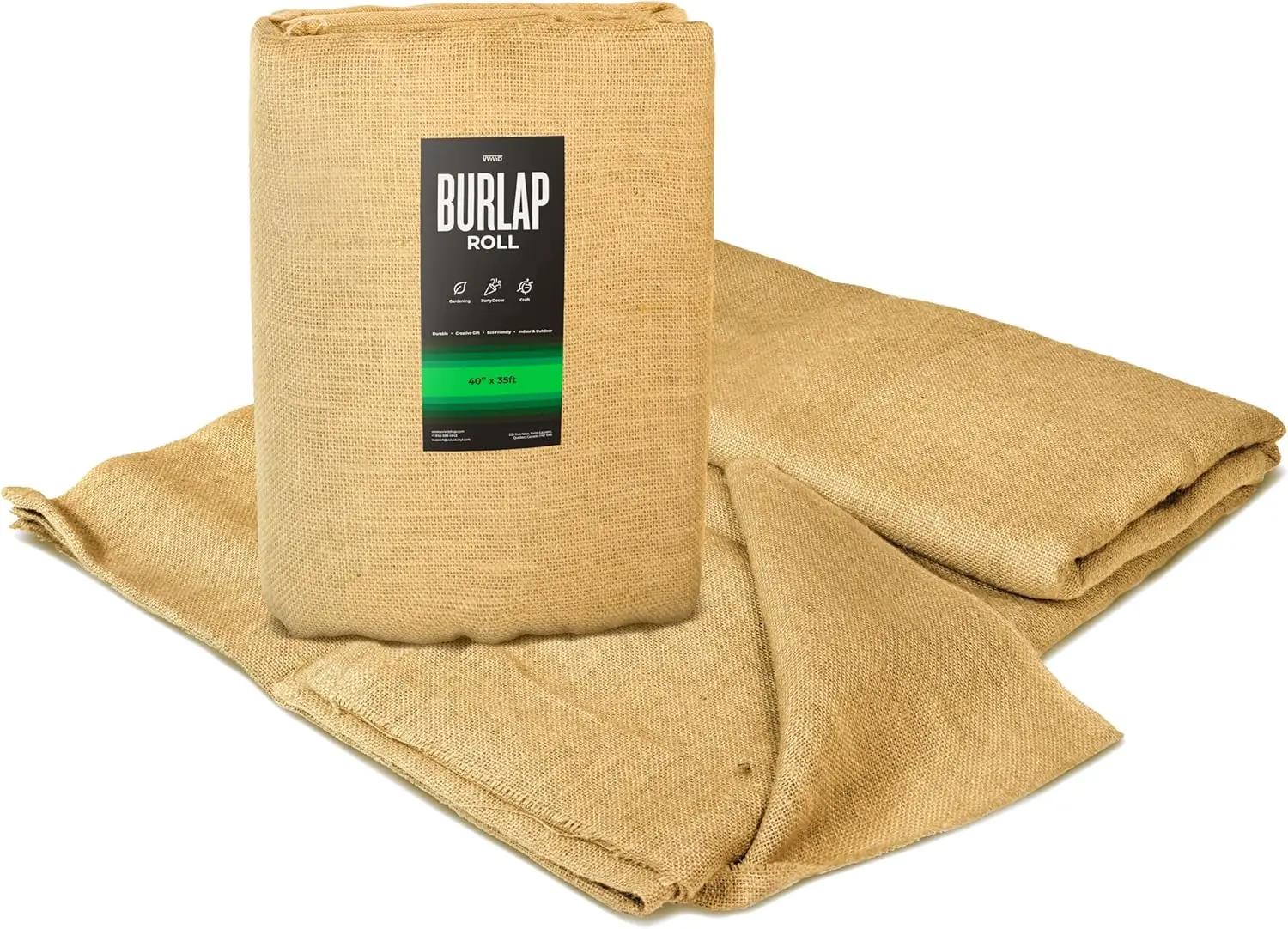 Gardening Burlap Roll (40 x 35ft) Tree Wrap Natural Jute Fiber Material, Weed Barrier, Plant Care from Elements, Craft