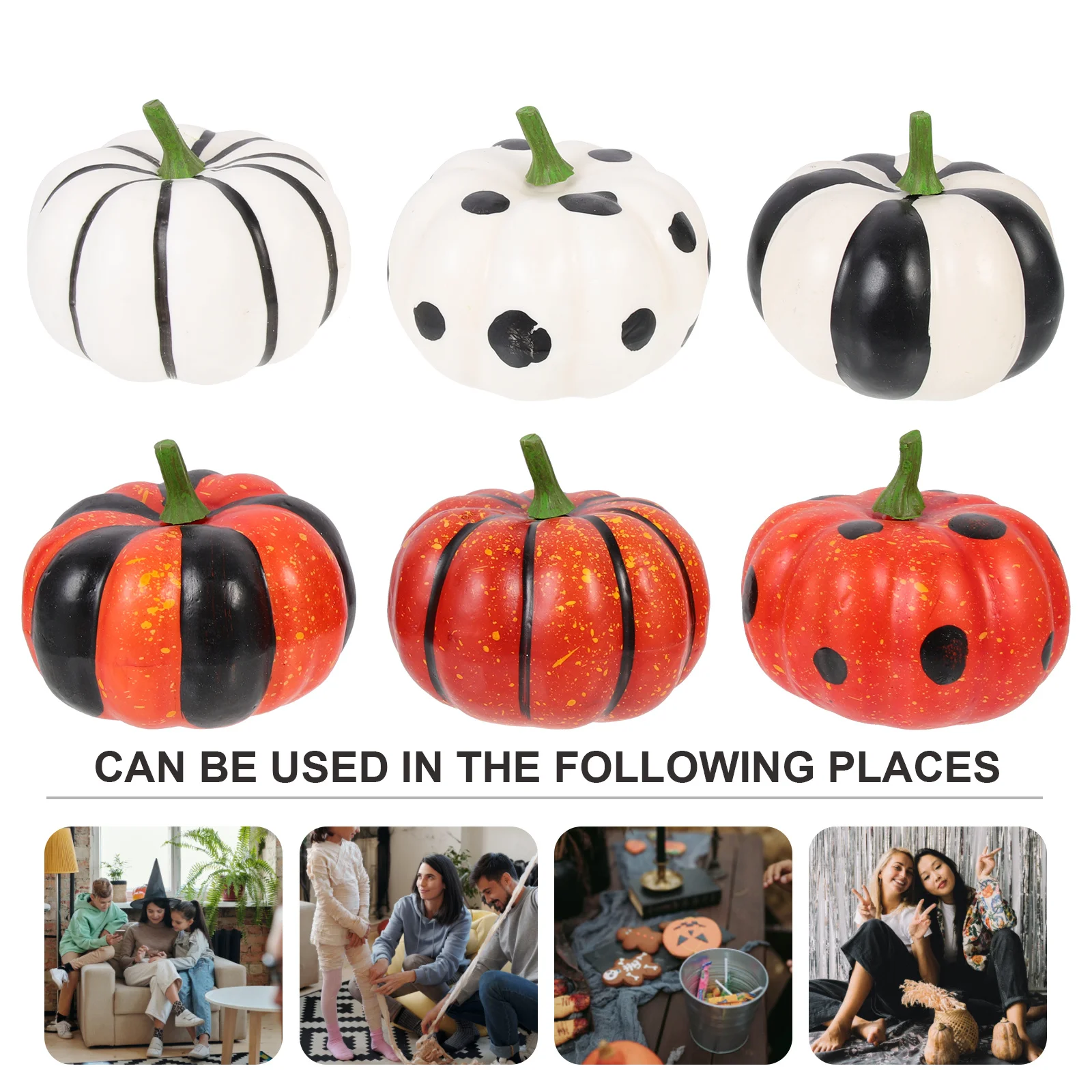 

6Pcs Lifelike Halloween Pumpkin Decors Premium Safe Material Long Service Life Home Office Decor Pumpkin Models