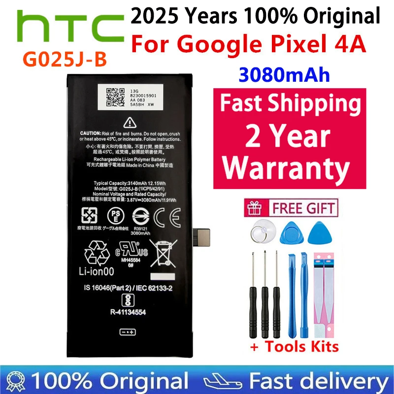 2025 High Quality 100% Original Replacement Battery G025J-B For Google Pixel 4A Pixel4A Phone Batteries Bateria 3080mAh