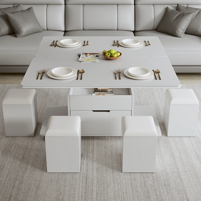 Rock slab lifting multi-functional folding coffee table dining table dual-purpose two-in-one living room household movable