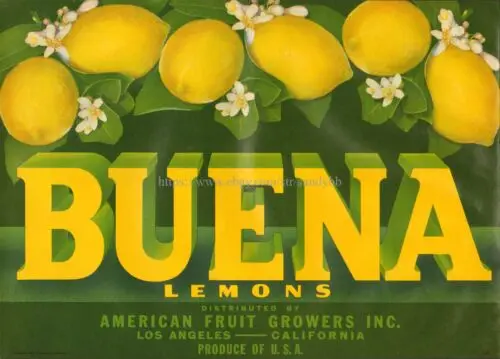 1 pcs,BUENA LEMON CRATE LABEL LOS ANGELES metal tin sign metal art