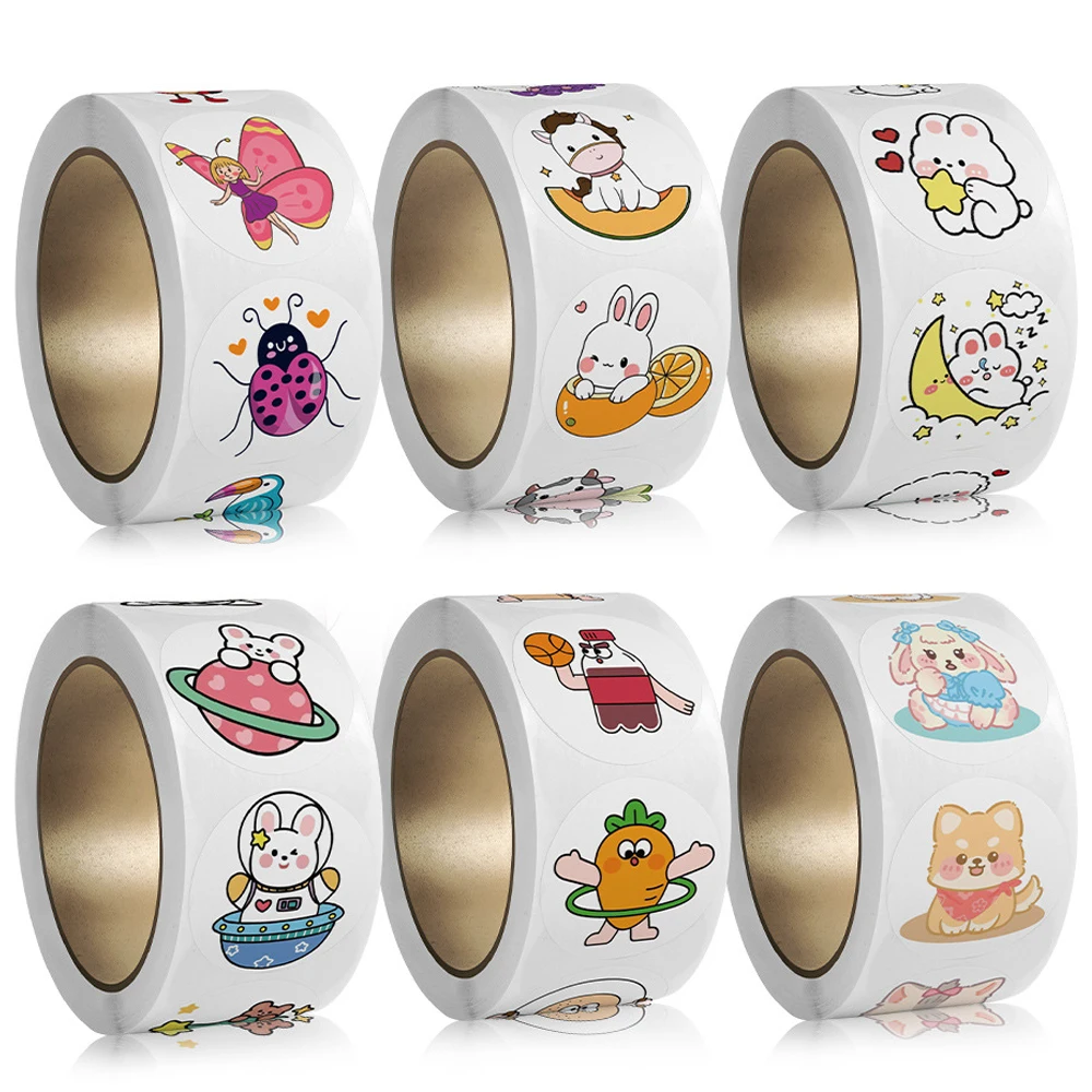 100-500pcs Children Reward Encouragement Sticker 1 Inch Cartoon Cute Sticker Birthday/holiday Party Gift Packaging Sealing Decor