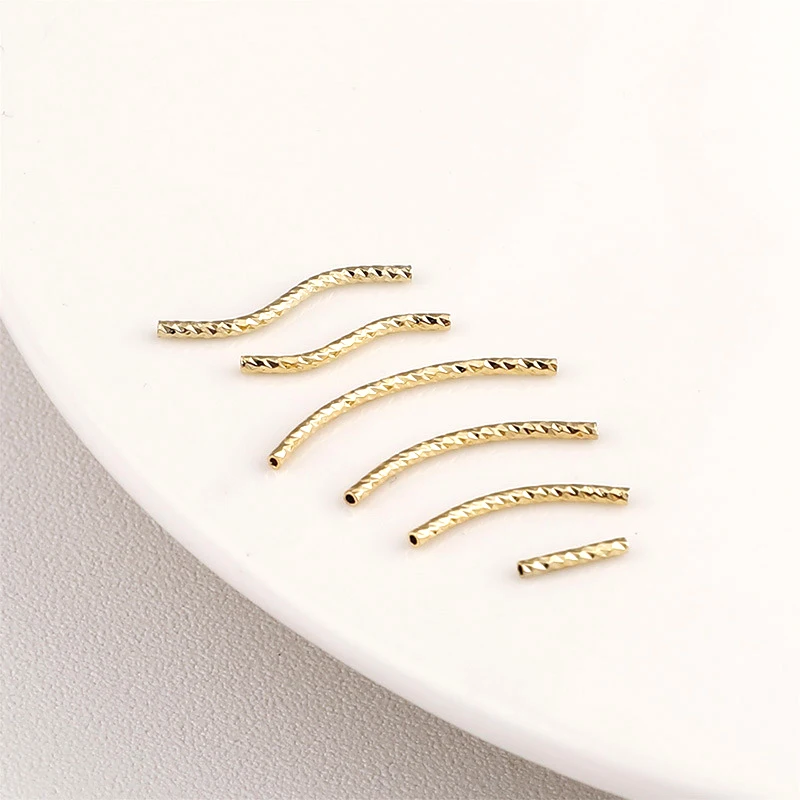 20 Pieces Brass Plated with 18k Gold Threaded Straight Pipe S Bend Bead DIY Jewelry Making Necklace Bracelet Accessory Materials
