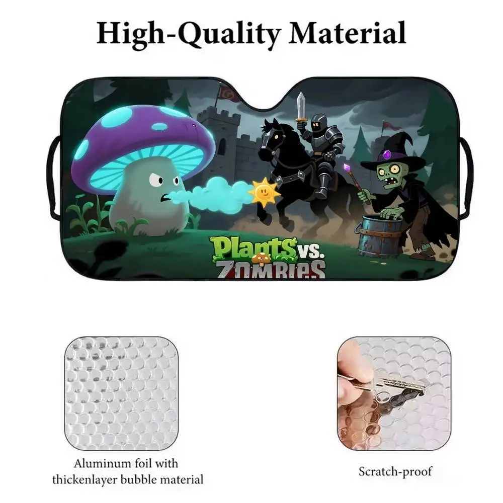لعبة P-Plants vs Z-Zombies Car Sunshade Parasol زجاج السيارة الأمامي الشمس الظل حماية من الأشعة فوق البنفسجية ومبرد داخلي