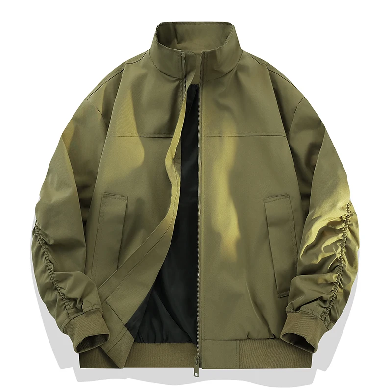 Stand Collar Bomber Jacket Men Autumn Winter Solid Pilot Jackets Vintage Baseball Coat Couple Windbreaker Бомбер Мужской Осенний