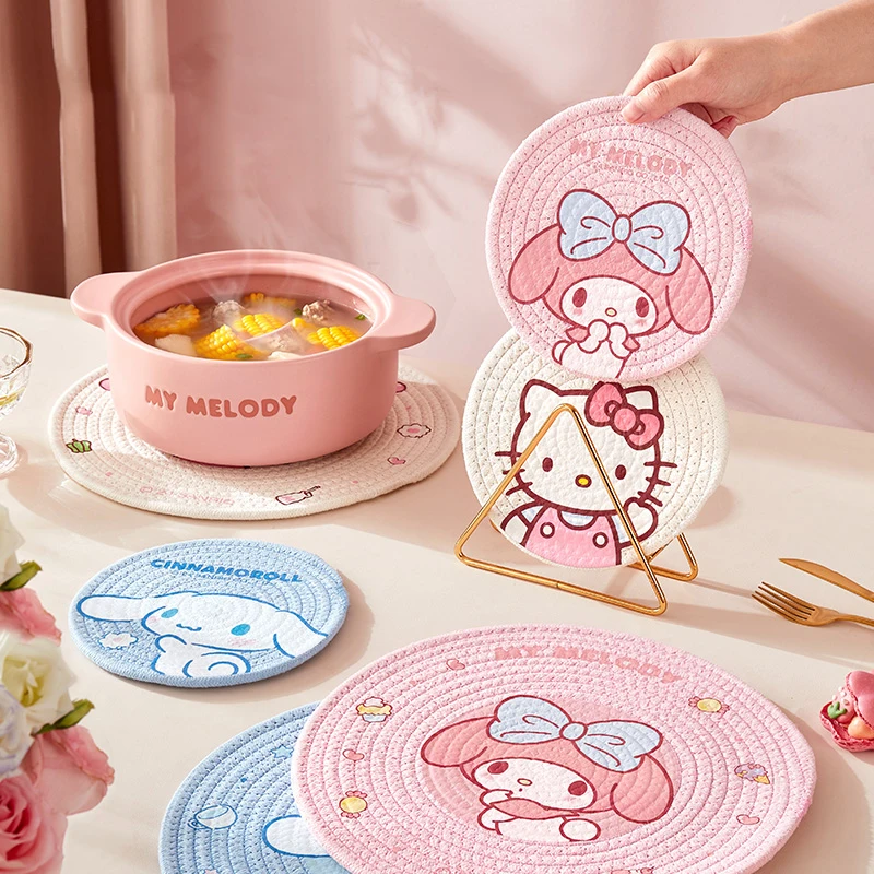 

Sanrio Hello Kitty My Melody Cinnamoroll Cartoon Insulated Placemat Coaster High Temperature Resistant Anti-Scalding Special Mat