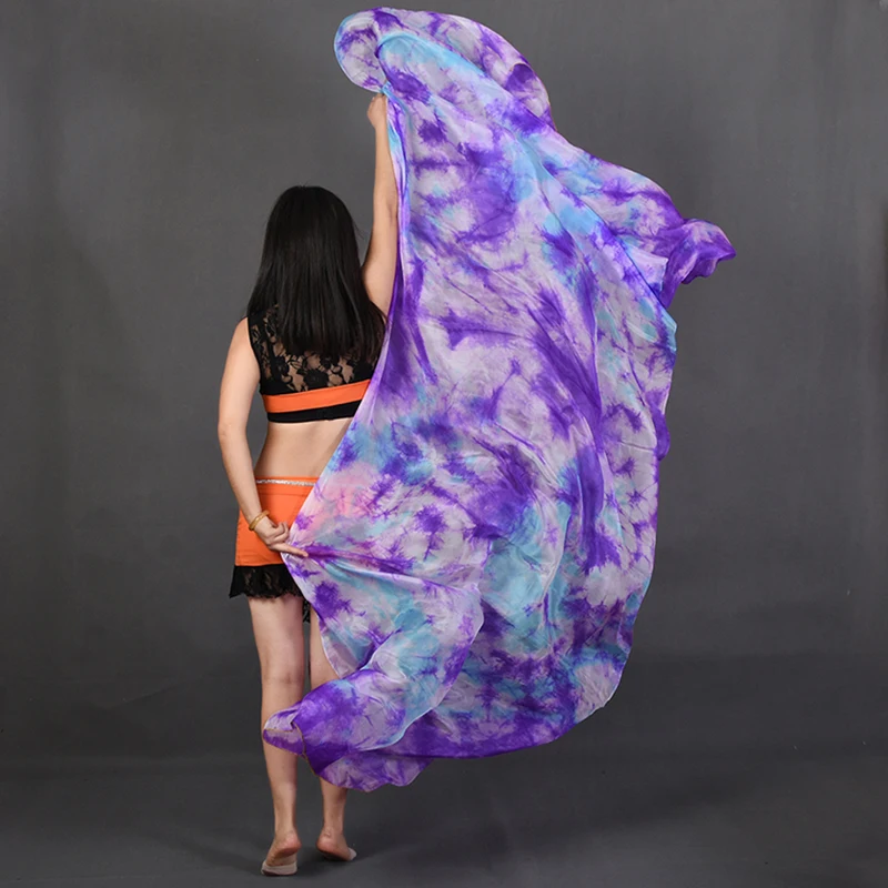 Belly Dance Silk Scarf Modern Dance Silk Props Hand Tie Dye Silk Veil Dance Practice Performance Props Size Can Be Customized