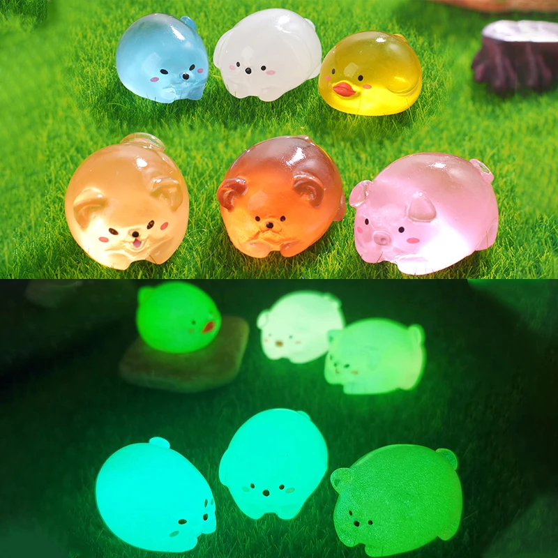 Cartoon Mini Luminous Little Animal Miniature Figurines Landscape Decoration Creative DIY Home Decoration Accessories Gifts