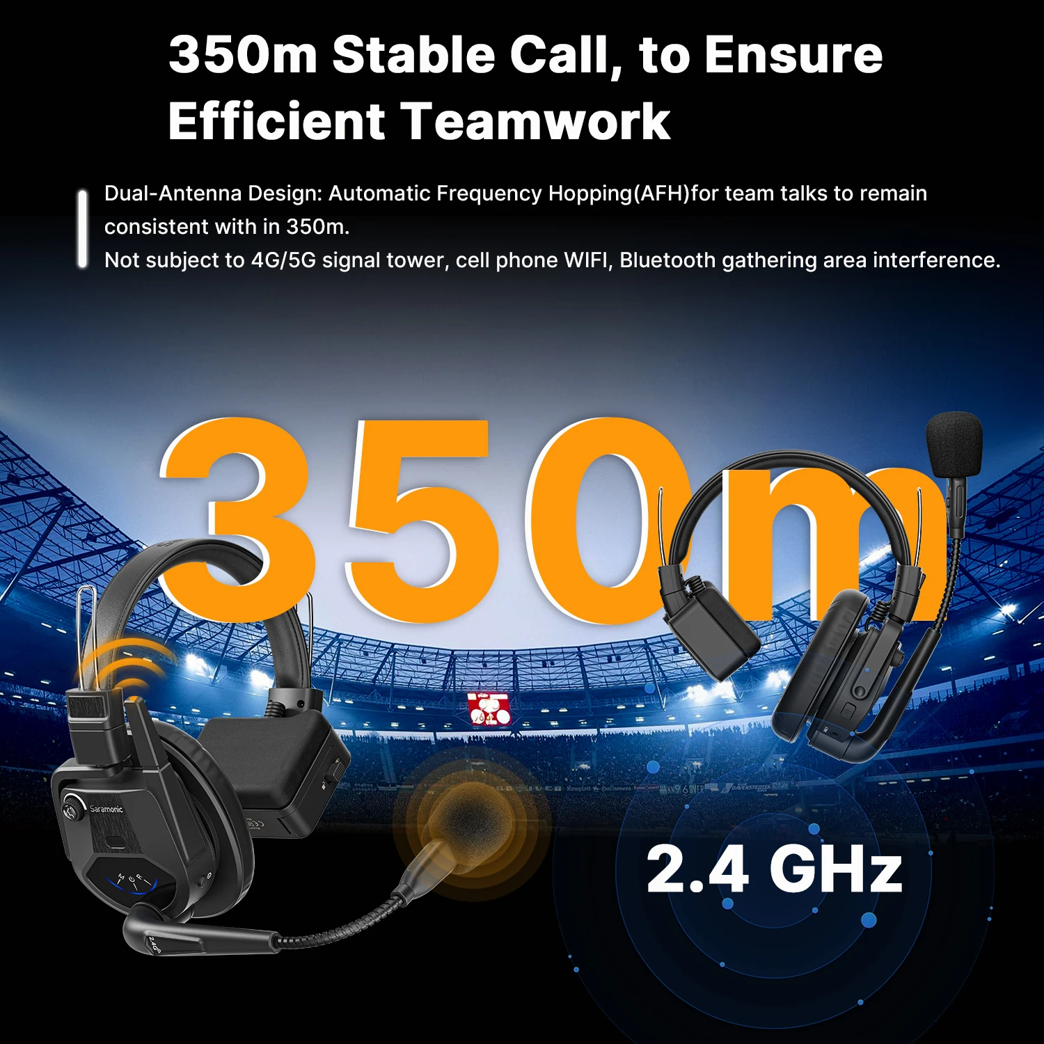 Saramonic Witalk9 SE Full-duplex Wireless Headset Intercom Communication System for Short Video Filming Outdoor Team-building