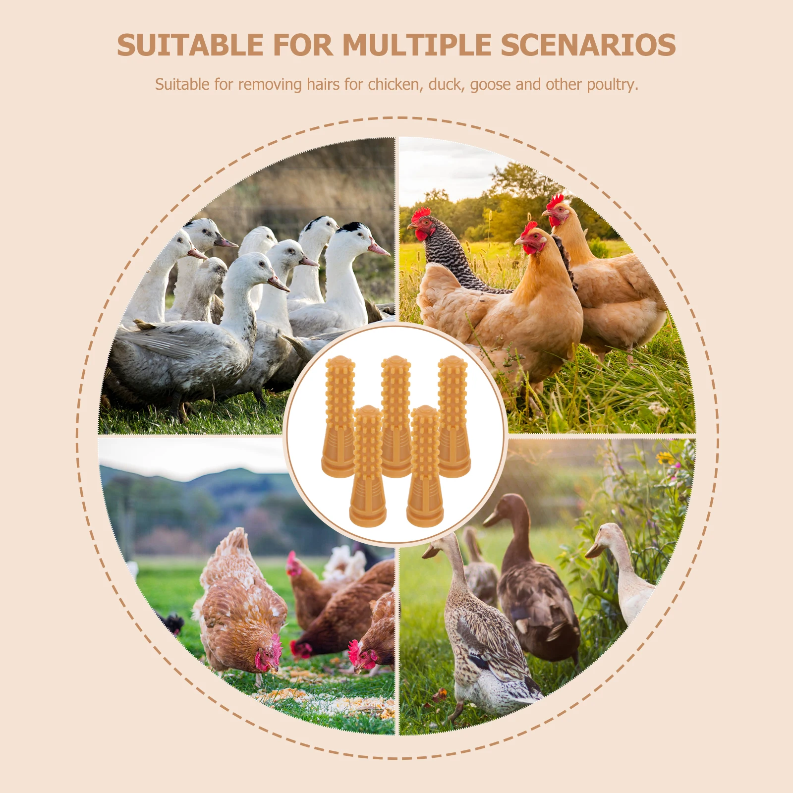 

5pcs Poultry Hair Removal Sticks Durable Accessories for Chicken Duck Plucker Machine Efficient Plucking Tools