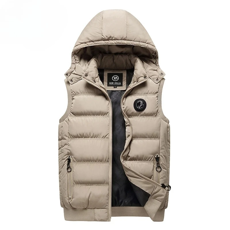 Men Autumn Sleeveless Fleece Warm Detachable Hooded Vest Men Winter Outdoors Casual Solid Pocket Zipper Fashion Vest Male Coat