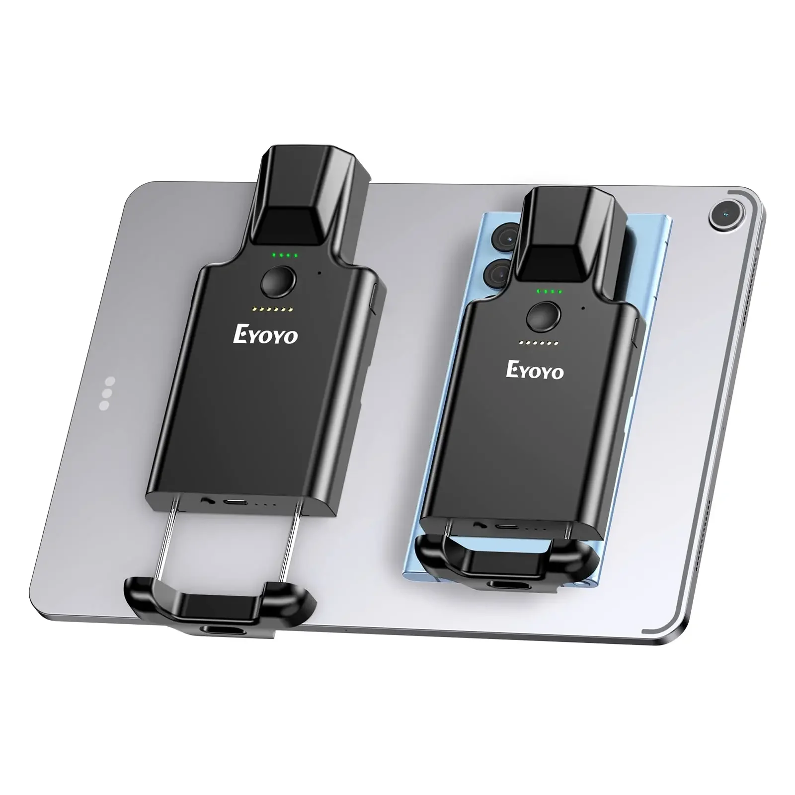 Eyoyo EY-036Plus draadloze Bluetooth 1D- en 2D QR-barcodescanner met achterclip, met vermogensniveau-indicator, 3000 mAh oplaadbare batterij