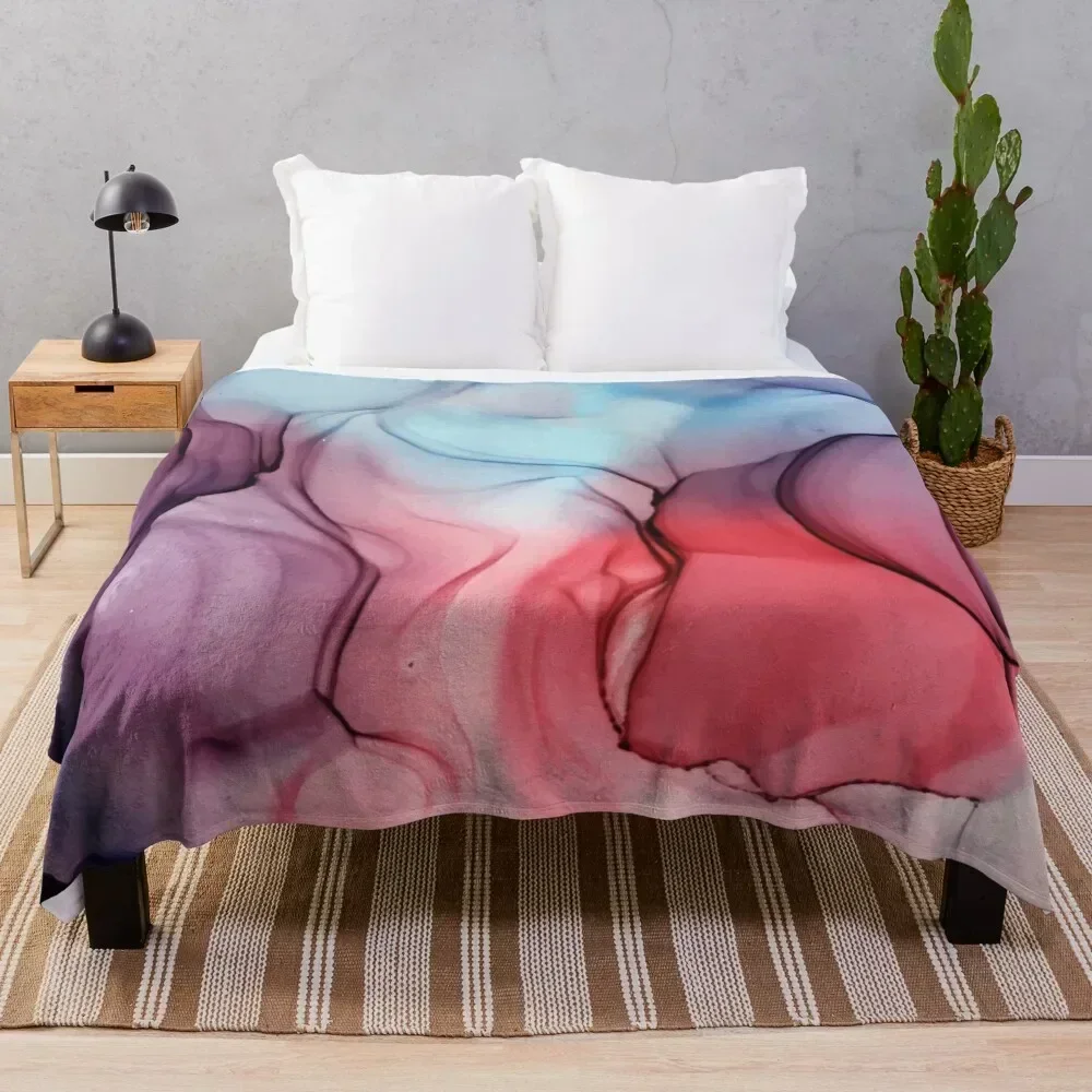 

Flame Fired Alcohol Ink Painting Throw Blanket Luxury Thicken Personalized Gift Sofas Blankets