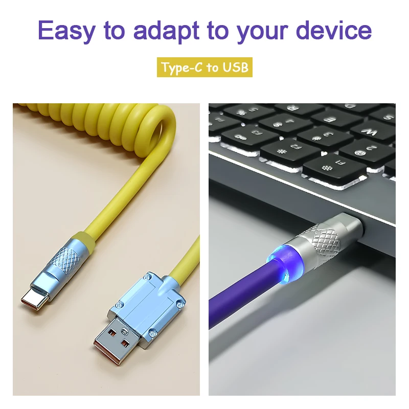 Mechanical Keyboard Coiled Cable Wire Type C USB Cable Custom Gaming Coiled Aviator Computer Aviation Connector Charging Cable