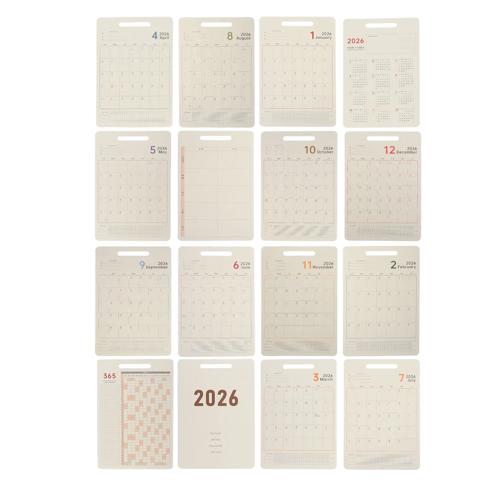 

1Set 2026 Daily Desk Calendar Refill Large Grid Plan Sheets Creative Desktop Calendar for Office Accessories Academic Desk