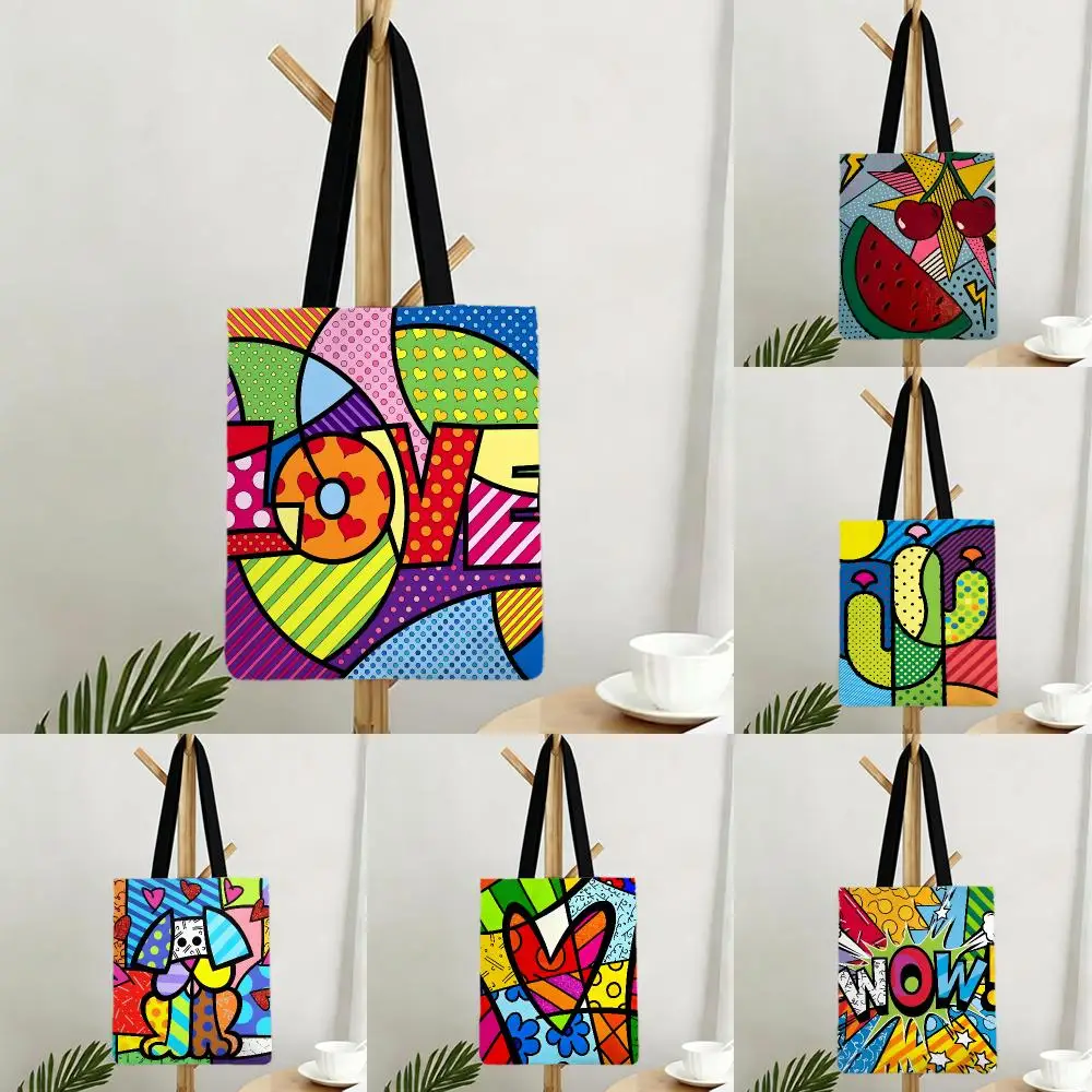 Art Artist Britto Art Storage Bags Bags Series Print Bag Lightweight Shoulder Daily Shopping Bags