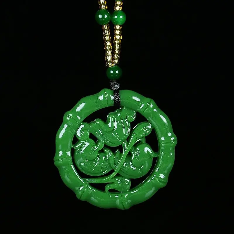 White Jade, Jade Color, Spinach, Green Mandarin Ducks Playing In Water, Hollow Out Pendant, Popular Pendant for Men and Women