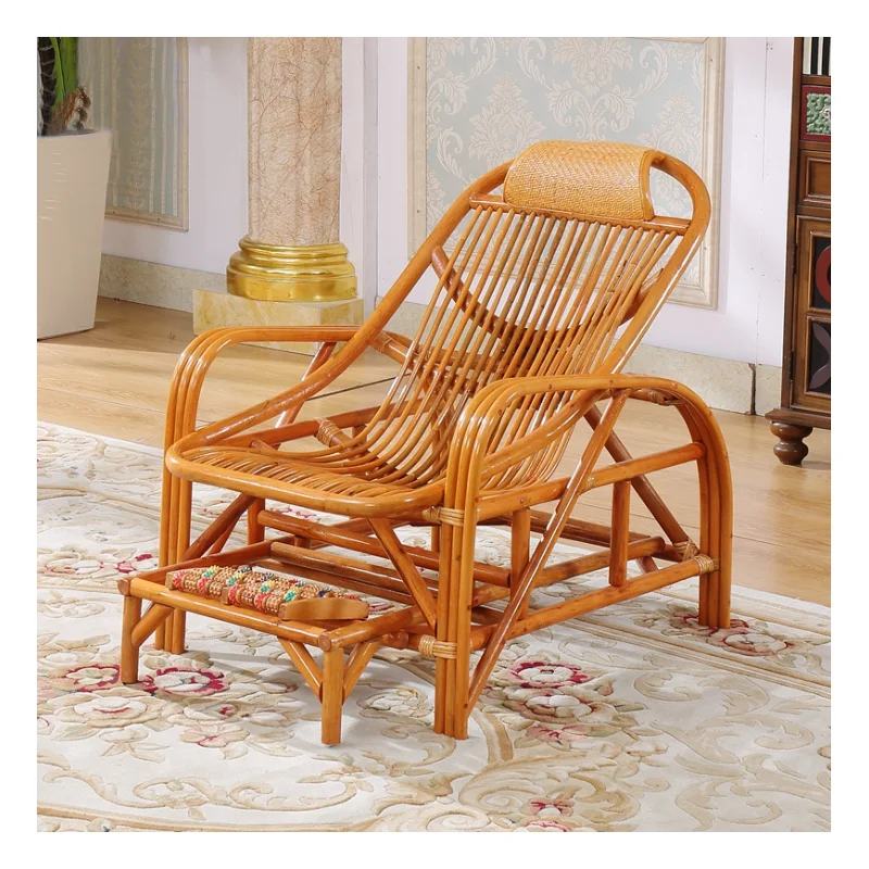 Outdoor Comfortable Rattan and Solid Wooden Rattan Rocking Chair
