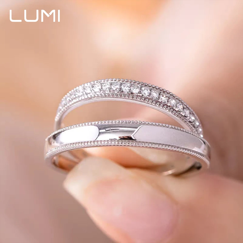 

LOVERS 925 Sterling Silver Rings D-Color Moissanite - Love Theme Wedding Bands Lab-Grown Diamond Engagement Party Fine Jewelry