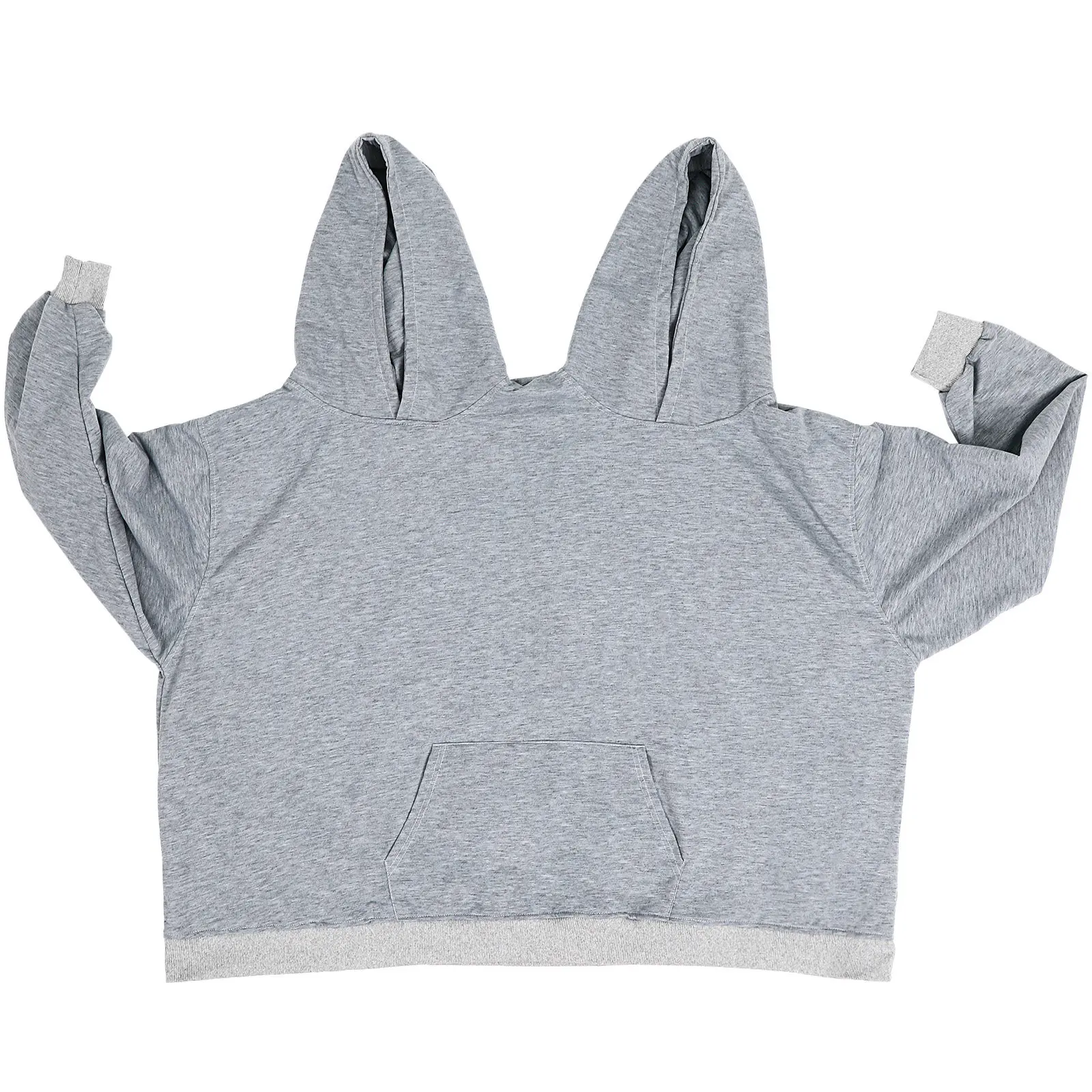 Oversize Couple Hoodie Conjoined Double Sweatshirt Funny Matching Hoodie for Couples Two Person Pullover Casual Wear