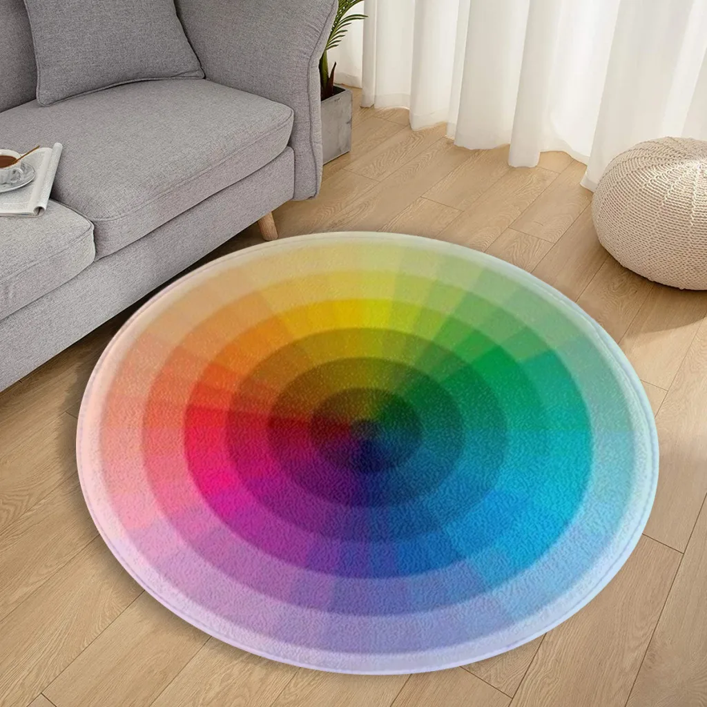 Chromatography Art Area Rug Circular Carpet Rug for Living Room Bedroom Sofa Doormat Decor Game Non-slip Floor Mat