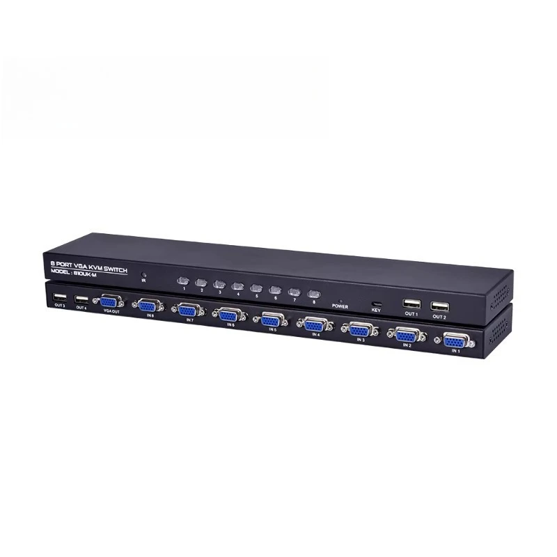 FJ-810UK-M  8 Way Usb2.0 Vga Kvm Switch 8 in 1 Out Plug and Play 120mhz Metal case