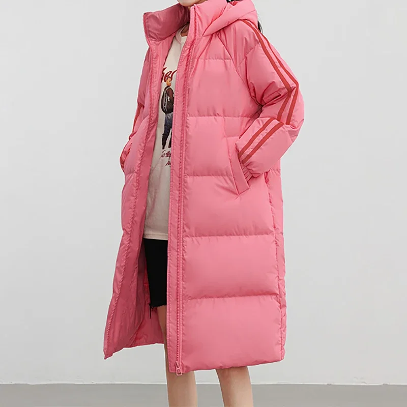 Women Zipper Thicken Long Coat Turtleneck Hooded Down Coat Oversize Loose Office Coat Women Casual Parkas 2024 Autumn Winter