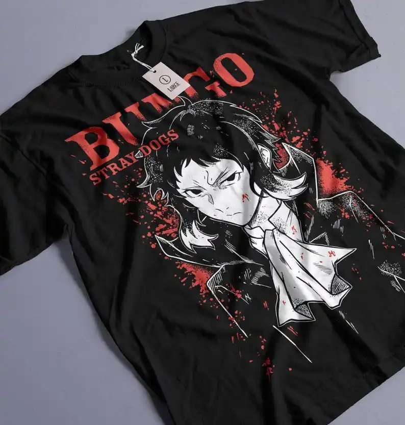 Ryunosuke Akutagawa T-Shirt Bungou Stray Dogs Japanese Black Shirt All Size