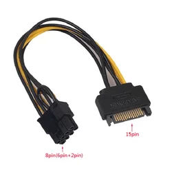 SATA 라인 15핀 SATA Male - 8핀(6+2) PCI-E 전원 공급 케이블 20cm SATA 케이블 15핀 - 8핀 그래픽 카드용 케이블