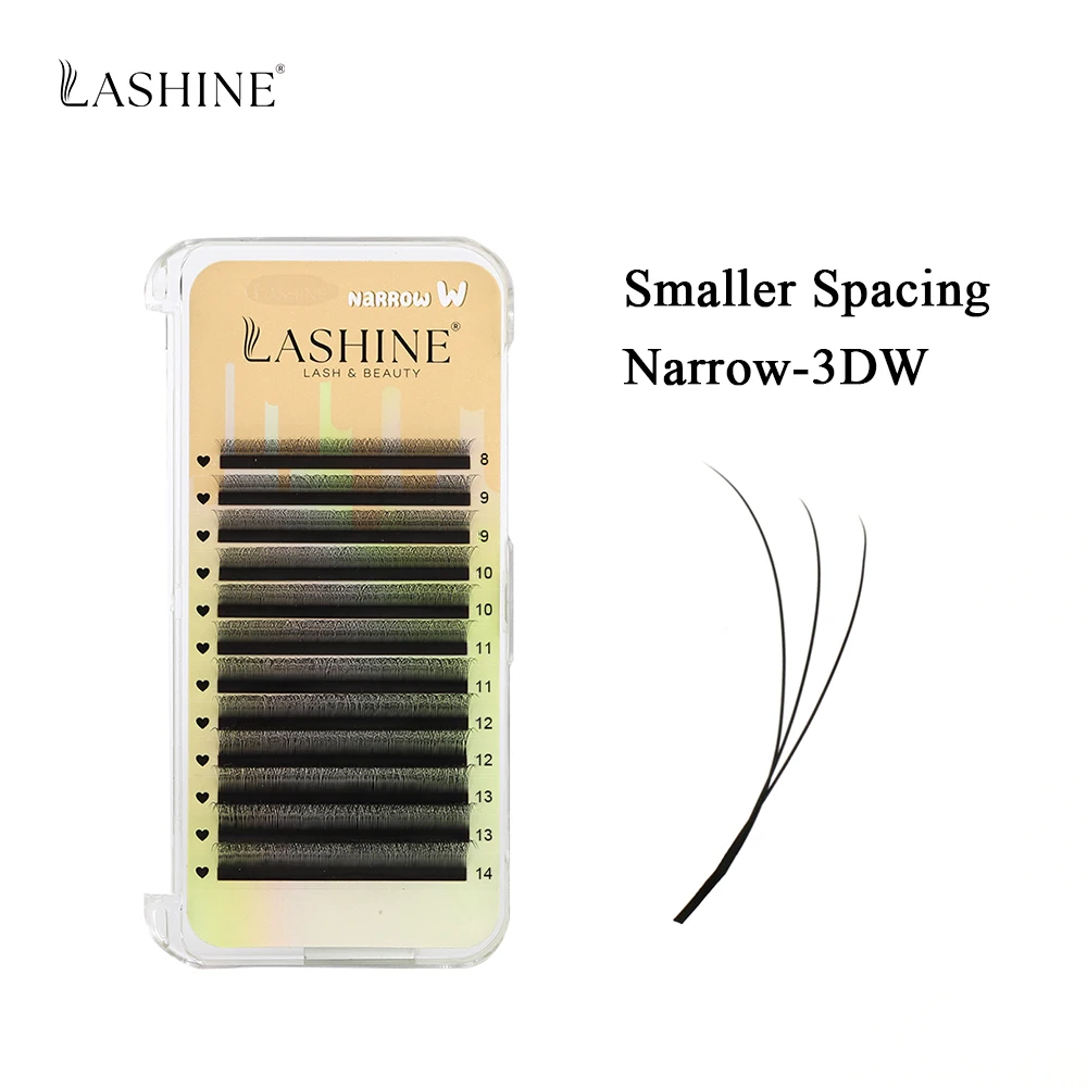 Lashine 3 case Narrow 3D W Shape Eyelash Extension 0.07 Smaller Spacing 3D Lashes Natural Soft Premade Volume Lashes Brazilian