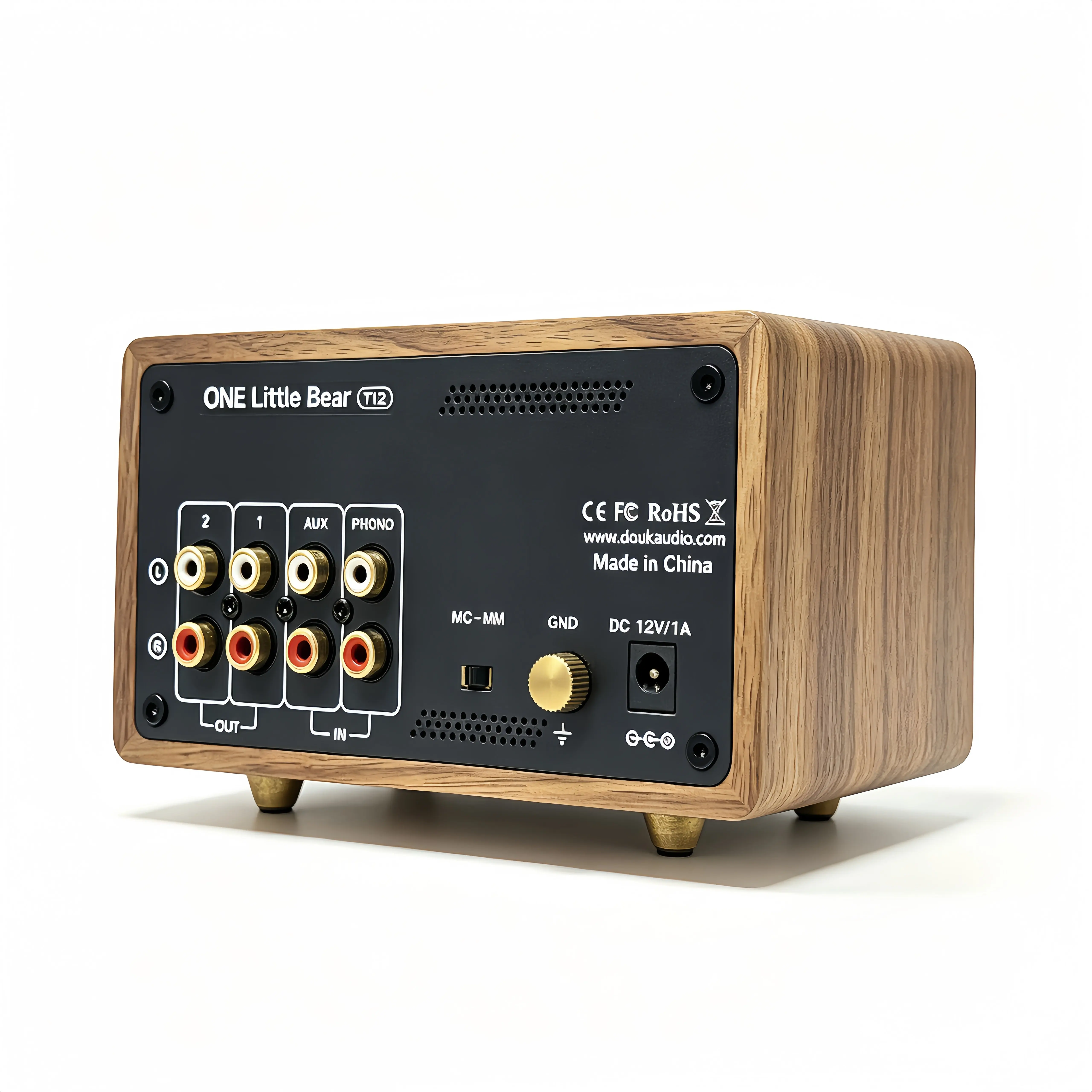 T12 Tube Phono Preamp MM/MC Turntable Audio Preamplifier Mini Retro Headphone Amplifier for Vinyl Player
