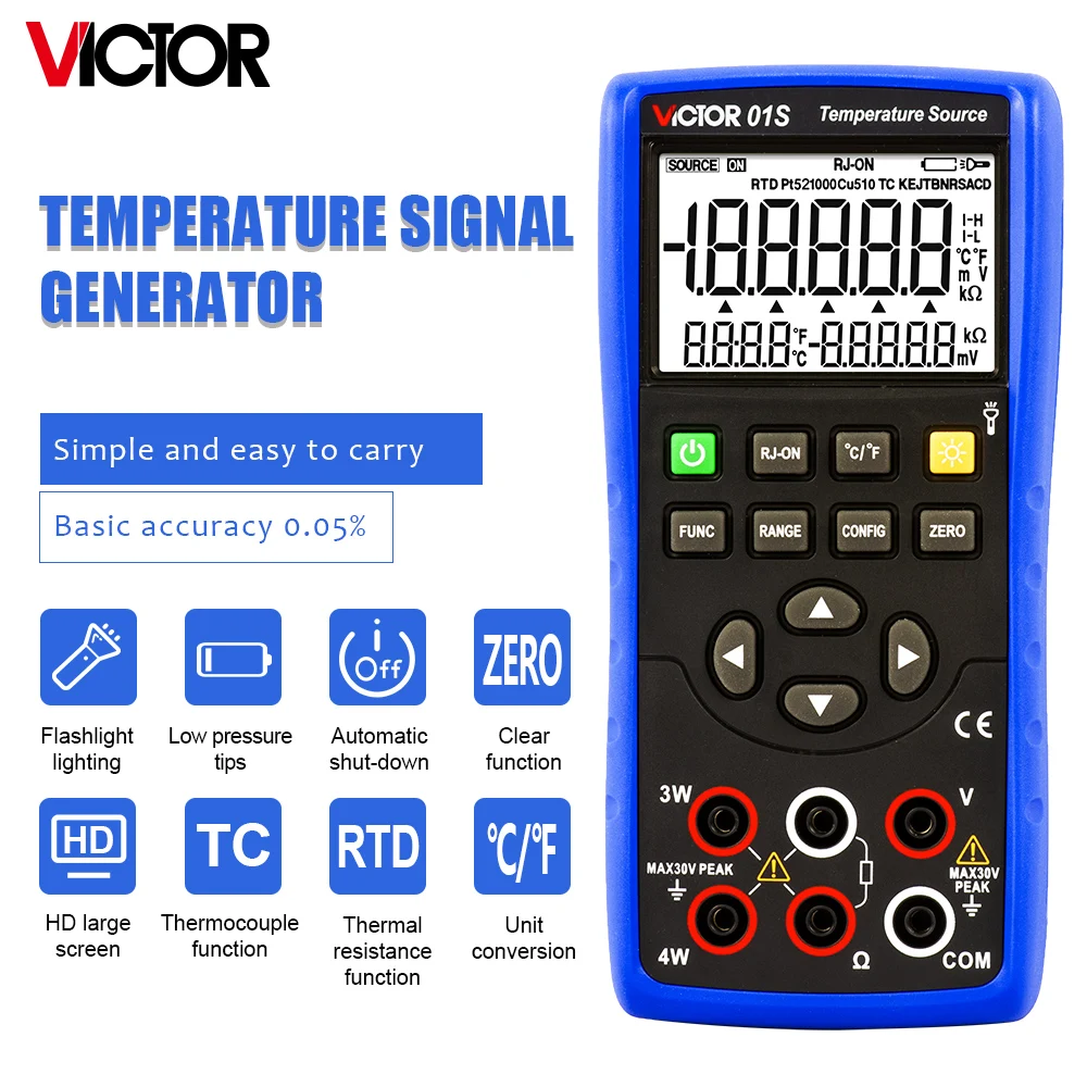 Termômetro de Tensão com Resistência Térmica Signal Generator Temperatura Fonte Precisão 005 dc Output Rtd Calibrador Victor 01s