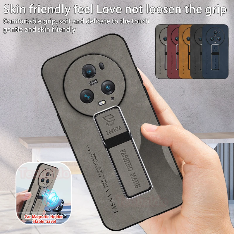 For Honor Magic5 Pro Case Luxury Leather Magnetic Car Holder Phone Case For Honor Magic 5 Pro 5Pro Magic5 Shockproof Back Cover