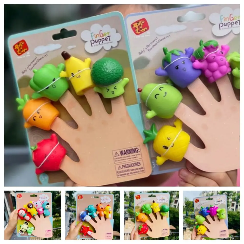 5pcs Educational Toy Mini Animal Hand Puppet Learning Colorful Safety Doll Finger Puppet Toy Set Sensory Toys Rabbit Kids