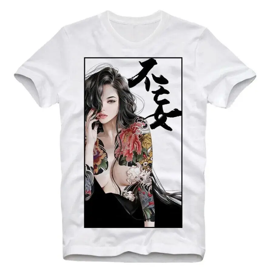 

Anime Hot Sexy Girl Tattoo Japan Pinup Shirt Pin-up Japanese Manga Ecchi Men's T