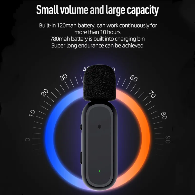 Microfono Lavalier Wireless con Pin di ricarica registrazione Audio Video Mini Mic per iPhone Android Live Broadcast risvolto microfono