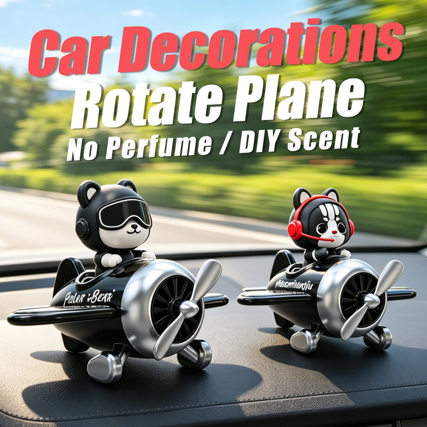 No Perfume DIY Fragrance Holder Rotate Plane Car Air Freshener Dashboard Ornament Cool Pilot Decoration Interior Accessories Boy