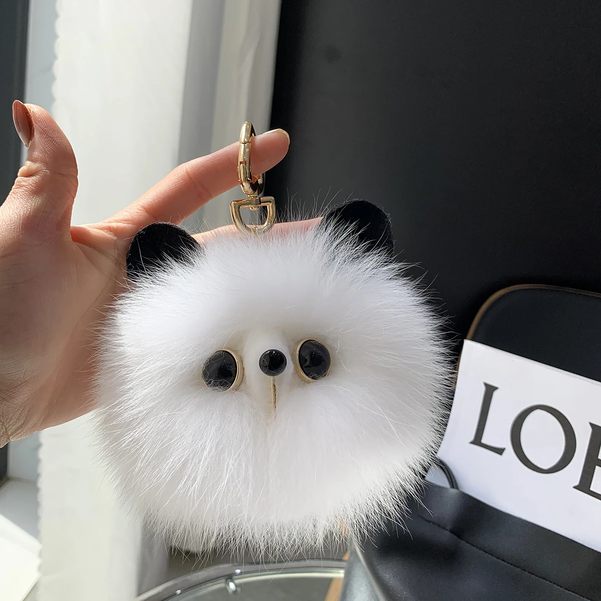 2024 echte Fuchs Pelz Schlüssel bund natürliche Plüsch Pom-Pom Ball Frauen tasche Anhänger Luxus Auto Schlüssel ring Metall Anhänger niedlichen Katze Mädchen Geschenk – Detail 6