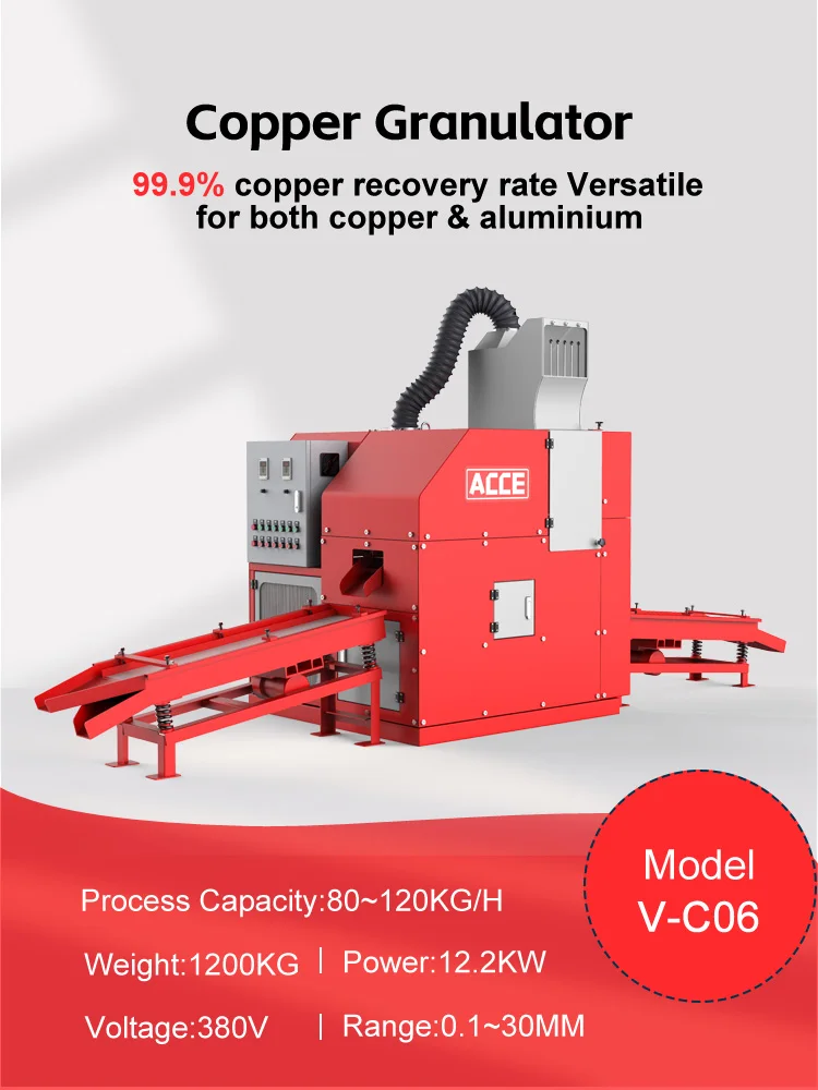 Industrial Copper Wire Granulator Machine 100-150kg h Middle Copper Cable Granulator Machine